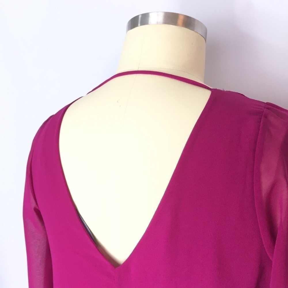 NWT Fashion To Figure Fushsia Flowy V-Neck Dress 0 - Picture 5 of 7